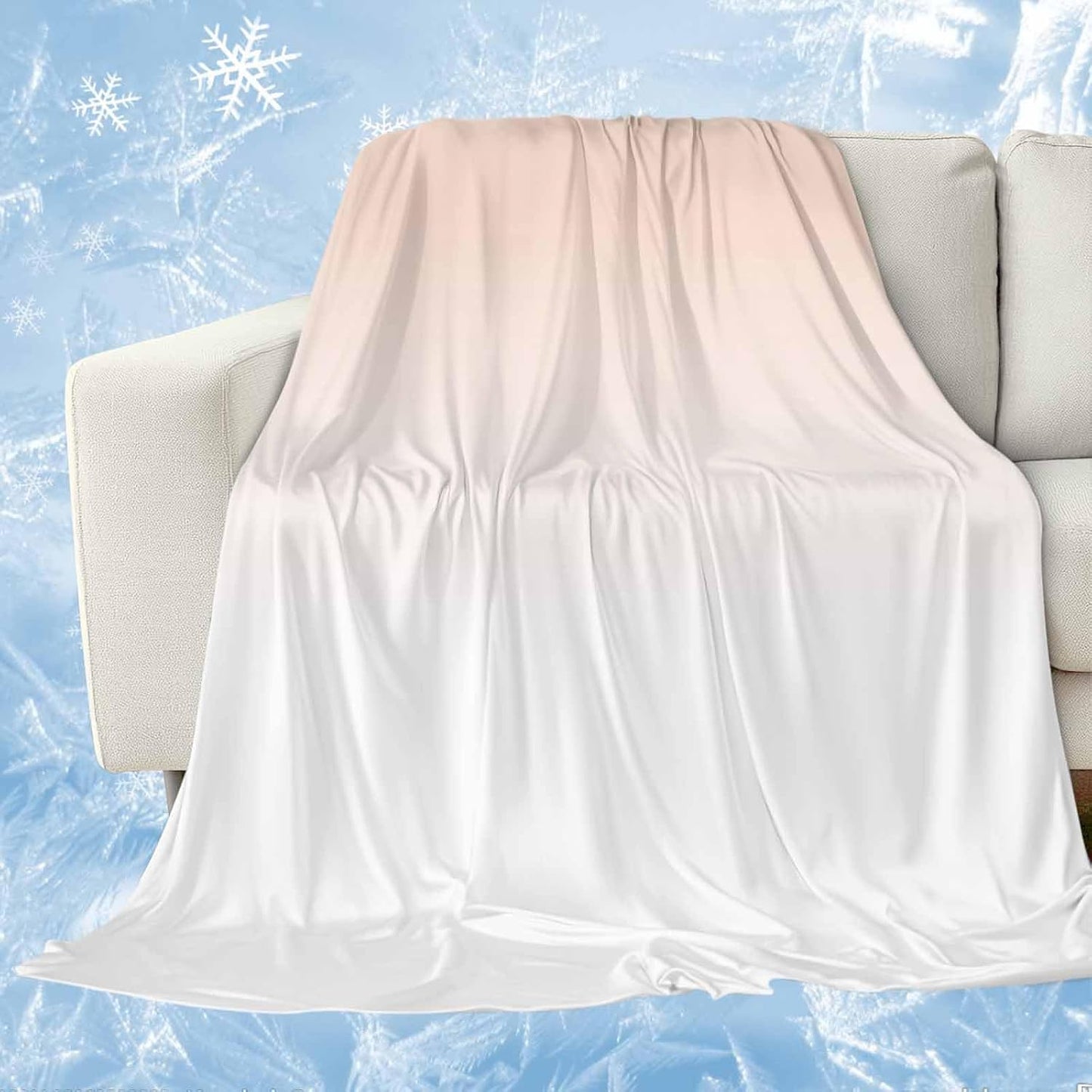 Cooling Blanket Peach Pink Lightweight Breathable Summer Blanket Gradient White Cooling Blankets for Hot Sleepers Night Sweats 40x60in
