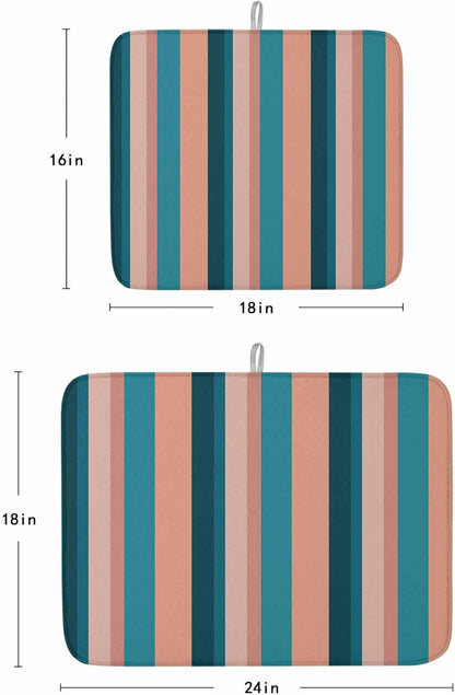 Dish Drying Mat Light Blue Pink Stripes Absorbent Dish Drying Mat Pad for Kitchen Countertops,Sinks,Dish Drainer Racks Geometric Vertical Striped Dish Drying Pad 18x24in