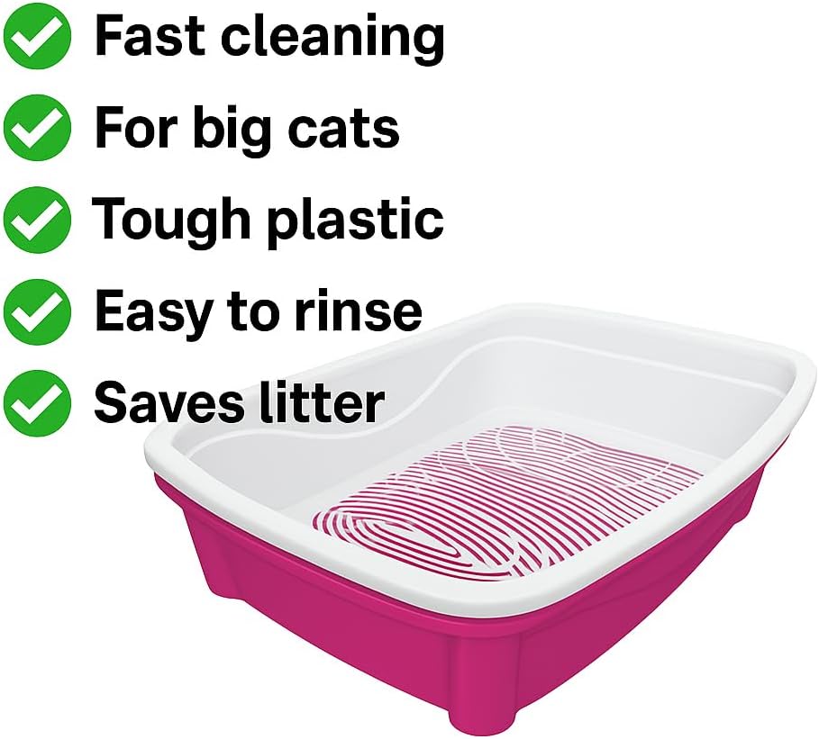 Classic Plus Sifting Litter Box Large - Large Cat Litter Pan with Intelligent Sifting System for Hygiene, Savings & Comfort - Durable, Easy Clean Design for Happy Cats (Pink)