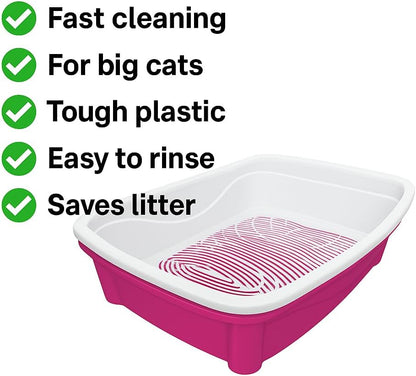 Classic Plus Sifting Litter Box Large - Large Cat Litter Pan with Intelligent Sifting System for Hygiene, Savings & Comfort - Durable, Easy Clean Design for Happy Cats (Pink)