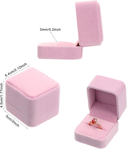 Zhanmai 12 Pcs Velvet Ring Box Jewelry Box Earring Jewelry Case Gift Boxes for Women Wedding Anniversary 2.12 x 1.77 x 2 Inch(Pink)