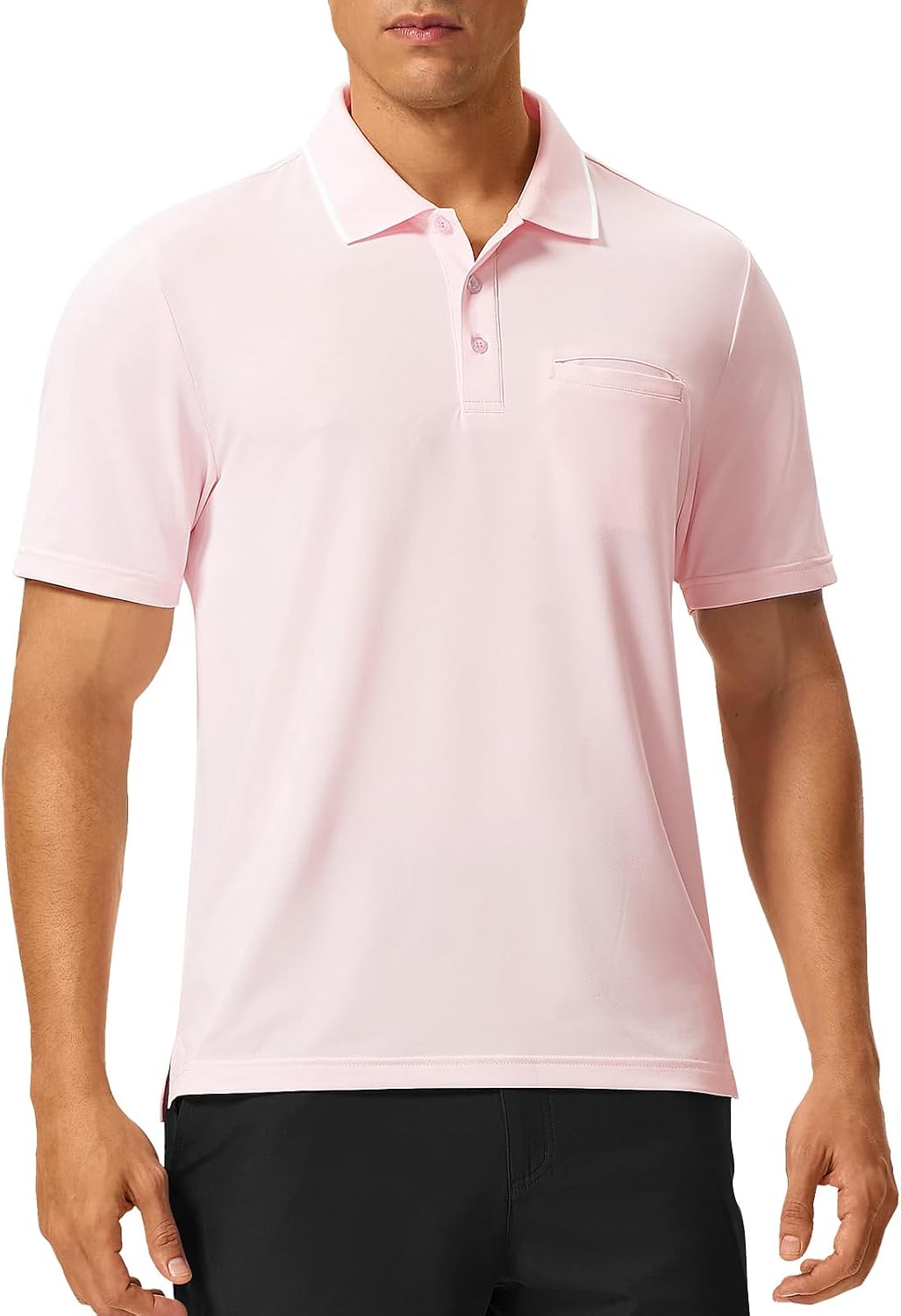 Rdruko Men's Polo Shirts with Pocket Short Sleeve Dry Fit Collared Golf Tennis T Shirts