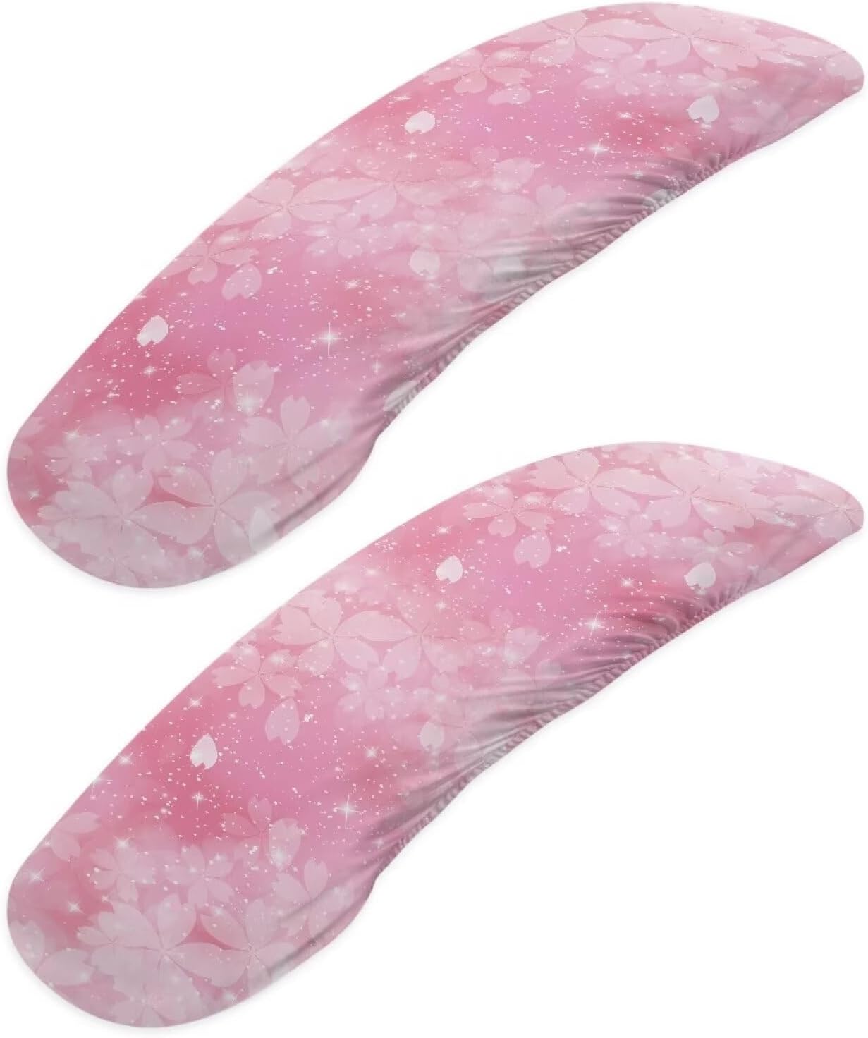 Cherry Blossom Gaming Chair Arm Rest Covers, 2 Pcs Floral Office Chair Arms Slipcovers with Elastic Band, Comfy Stretchable Polyester Office Chair Armrest Covers, Pink