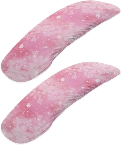 Cherry Blossom Gaming Chair Arm Rest Covers, 2 Pcs Floral Office Chair Arms Slipcovers with Elastic Band, Comfy Stretchable Polyester Office Chair Armrest Covers, Pink