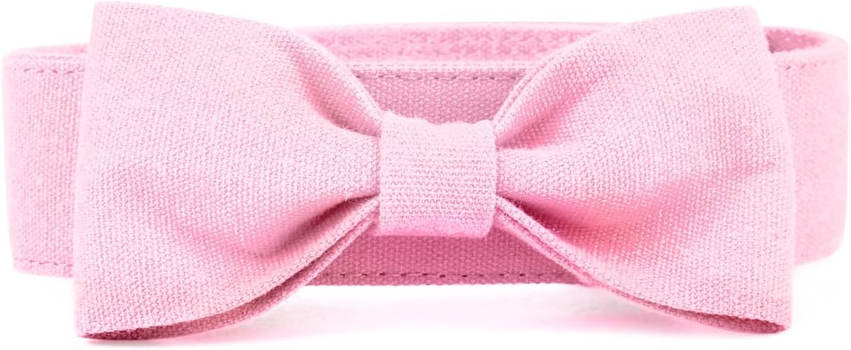 Segarty Dog Bow Tie Collar, Adjustable Pink Bowtie for Small Medium Dogs Neck Girth 10.2-14.2in, Cat Tie Tuxedo Comfortable Cotton Girl Pet Grooming Accessory for Formal Wedding Holiday Birthday Party