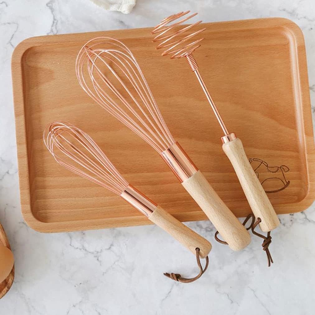 Whisks for Cooking Stainless Steel Spring Coil Whisk, Steel Wire Whipped Cream Whisk Balloon Wire Whisks for Cooking Baking Blending Manual Mixer (8",Rose Gold) Whisks for Blending