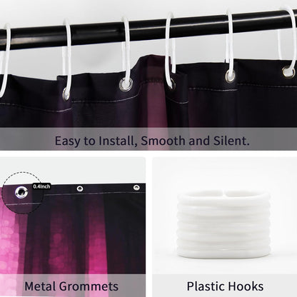 Gibelle Pink Striped Shower Curtain, Hot Pink Neon Pink Cute Shower Curtain Set with 12 Hooks, Abstract Mosaic Glass Texture and Dark Stripe Art Waterproof Fabric Bathroom Decor, 72" W x 72" L