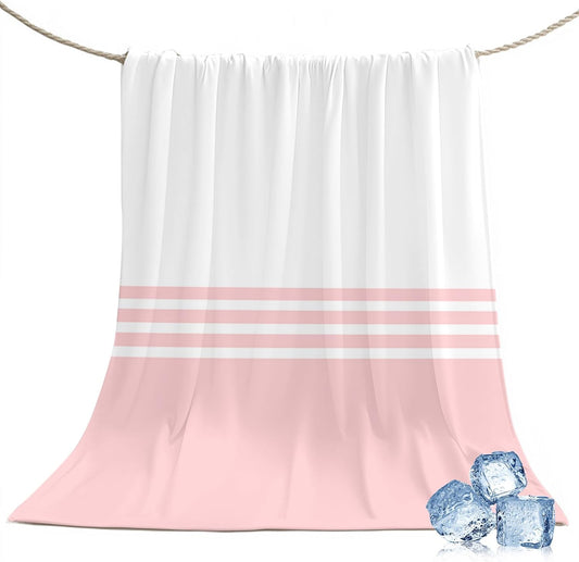 40"x60" Lap Cooling Blanket Pink White Stripes Ice Silk Lightweight Breathable Soft Summer Blanket for Hot Sleepers Couch Bed Sofa Camping Modern Geometry Minimalist