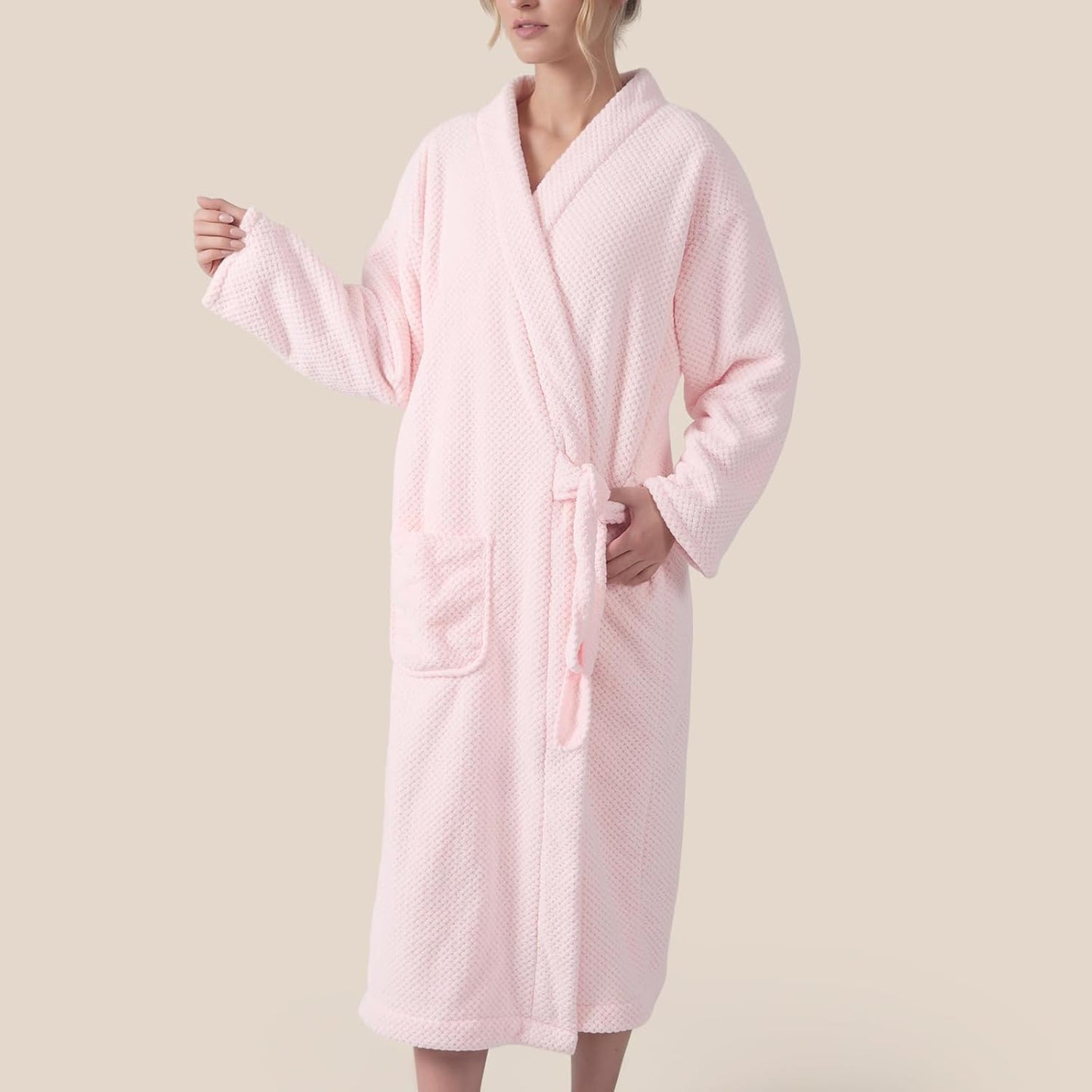 REDKISS Premium Womens Robe, Microfiber Long Bath Robe for Women, Lightweight Soft Women's Bathrobe
