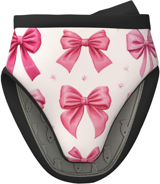 Light Pink Bows in Three Rows Mini Silicone Oven Mitts Heat and Slip Resistant Kitchen Mittens,Short Oven Gloves for Safe Cooking Baking & Grill,5.9"X5.9"