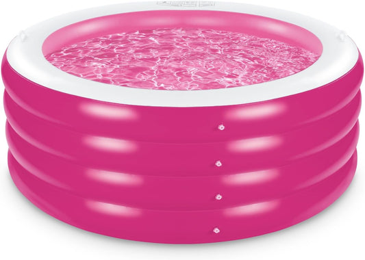 Inflatable Pool, Large Deep Round 70"x30" Family Inflatable Swimming Pool with Handles, Summer Water Party, Outdoor, Garden Backyard, Suitable for Adults (Pink)