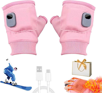 Heated Fingerless Gloves for Women, Smart Thermostatic Portable Heated Gloves, Rechargeable Heated Glove with Digital Display for Women Men for Outdoor Work, Cycling, Skiing