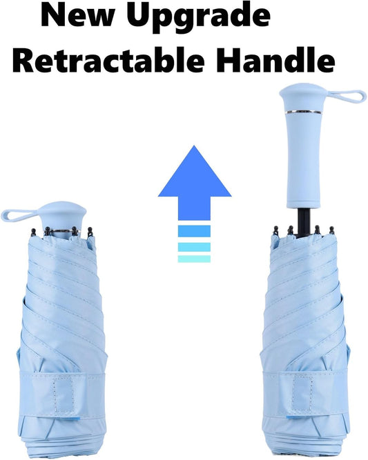 Mini Travel Umbrella Portable Compact Umbrellas for UV Sun & Rain Protection, Pocket Umbrella Lightweight Fits In Pocket, Bag for Men Women Boys Girls