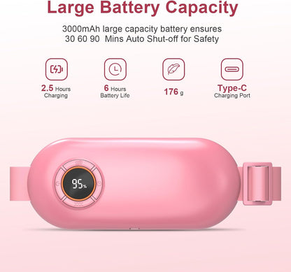 Heating Pad for Period Cramps, 3 Heat Levels and 3 Massage Modes, Portable Heating Pad for Menstrual Cramps, Electric Heat Belt, for Women and Girl Stocking Stuffers(Pink)