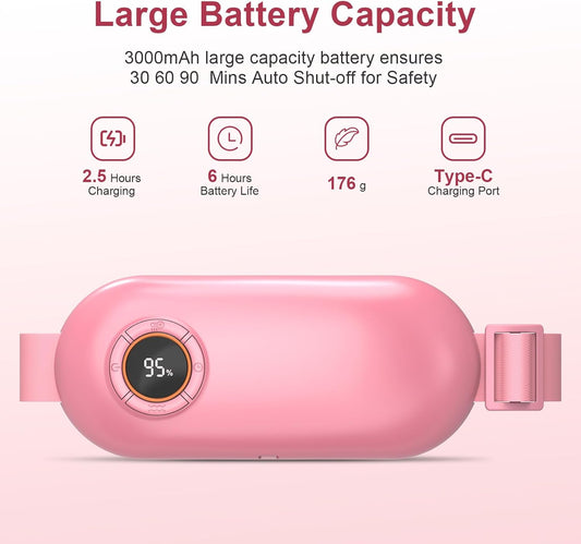 Heating Pad for Period Cramps, 3 Heat Levels and 3 Massage Modes, Portable Heating Pad for Menstrual Cramps, Electric Heat Belt, for Women and Girl Stocking Stuffers(Pink)