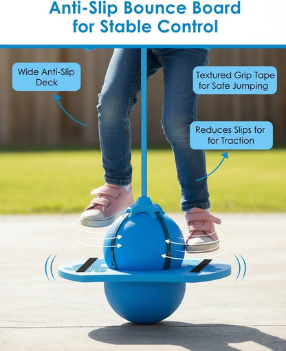 Children Balance Jumping Ball, 2026 Upgraded Non-Slip Jump Balance Ball with Handle and Pump, Crazy Jumping Balance Board for Kids, High Jump Toy Bounce Jump Trick Board