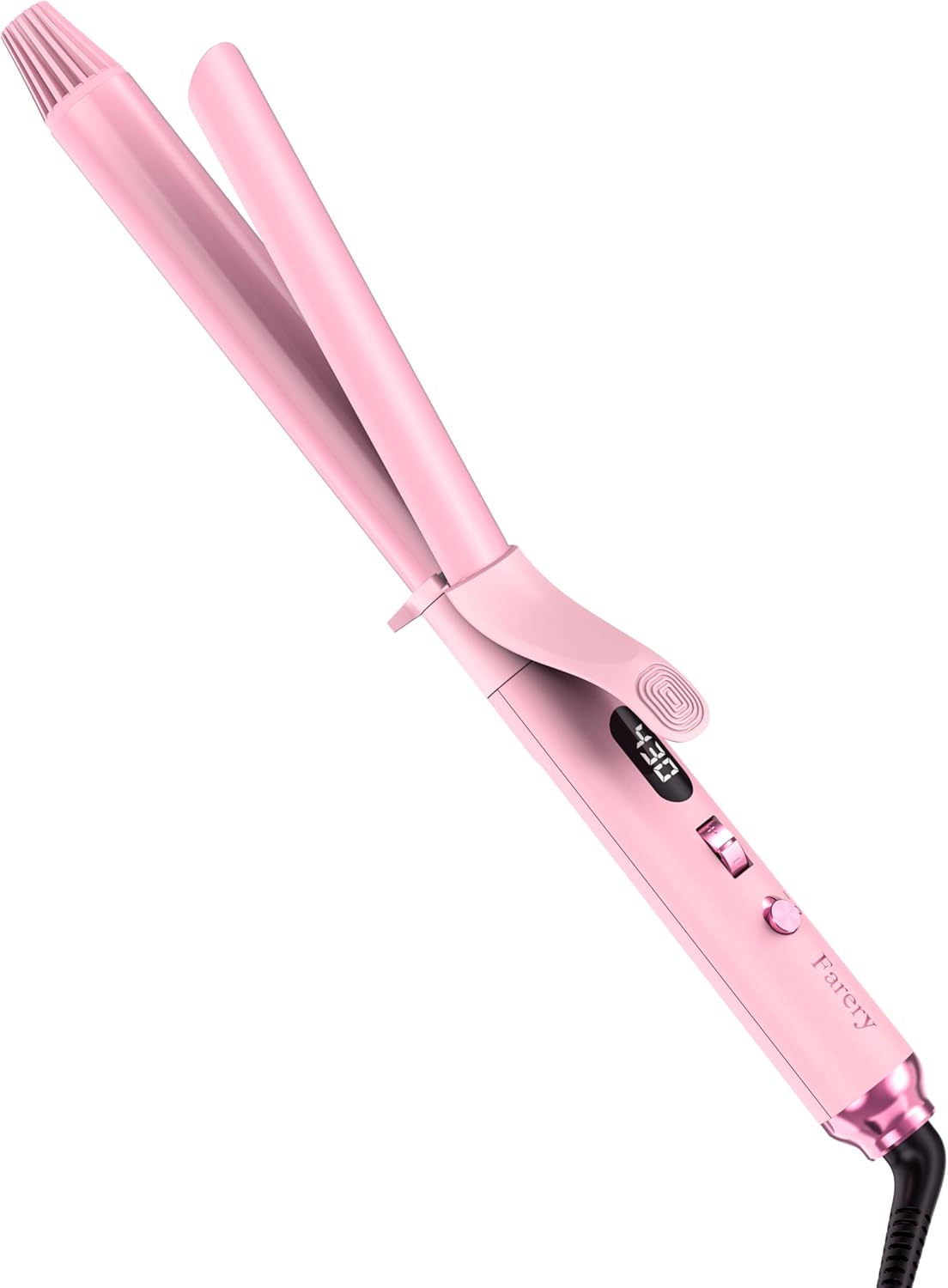 FARERY Long Barrel Curling Iron 1 Inch, Extra Long Curling Iron for Thin Hair, Infused Argan Oil & Keratin, 11 Adjustable Temp, Include Clips & Silicone Pad, Pink