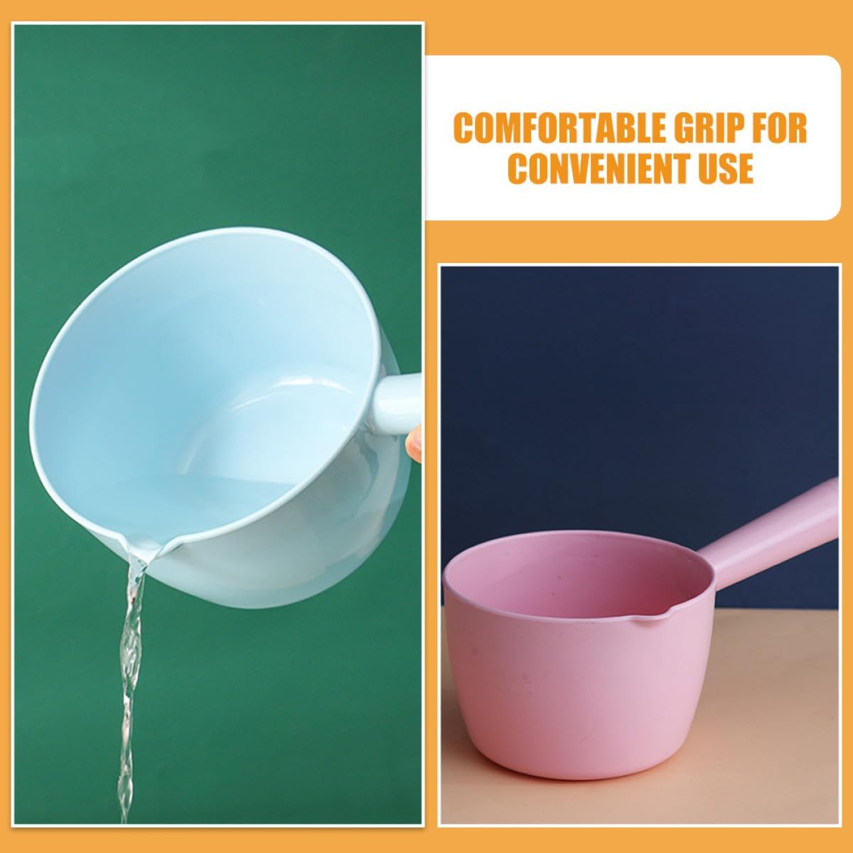 Generic 2pcs Kitchen Water Scoop Ladle Set, Large Plastic Multi-function Water Dipper Spoons in Blue and Pink for Household Kitchen and Bath Use