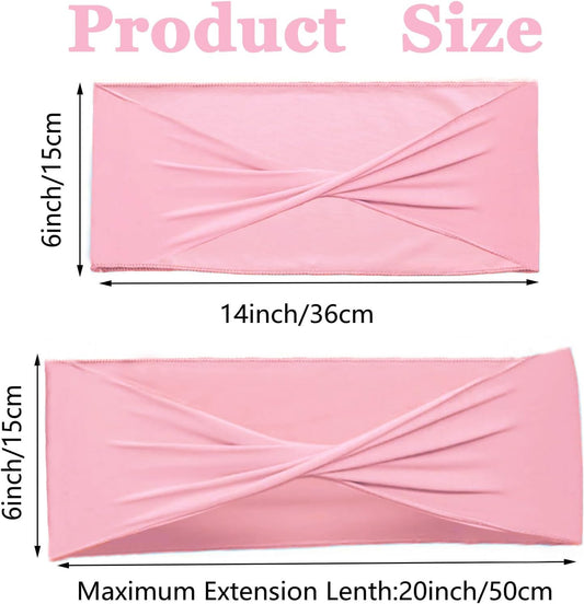 Spandex Pink Chair Sashes 50 Pcs Pink Sashes Bows Elastic Chair Cover Bands Ties Without Buckle for Wedding Party Events Ceremony Birthday