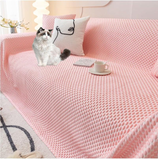 Sofa Towel Versatile Blanket Large Throws Woven Throw Upholstery Blankets Sofas Suitable for Sofa Bed Cover and Sofa Chair Protects Against Pet Hair and Stains 70''*70'' Pink