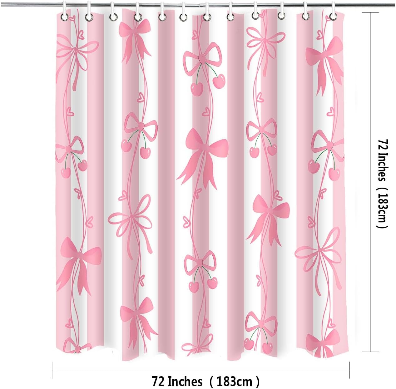 Cute Bowknot Bows Shower Curtain Cartoon Beautiful Pink Bow Shower Curtains Set,Modern Aesthetics Girl Bathroom Decor for Hotel Restroom 72x72 Inches YLDWMN2