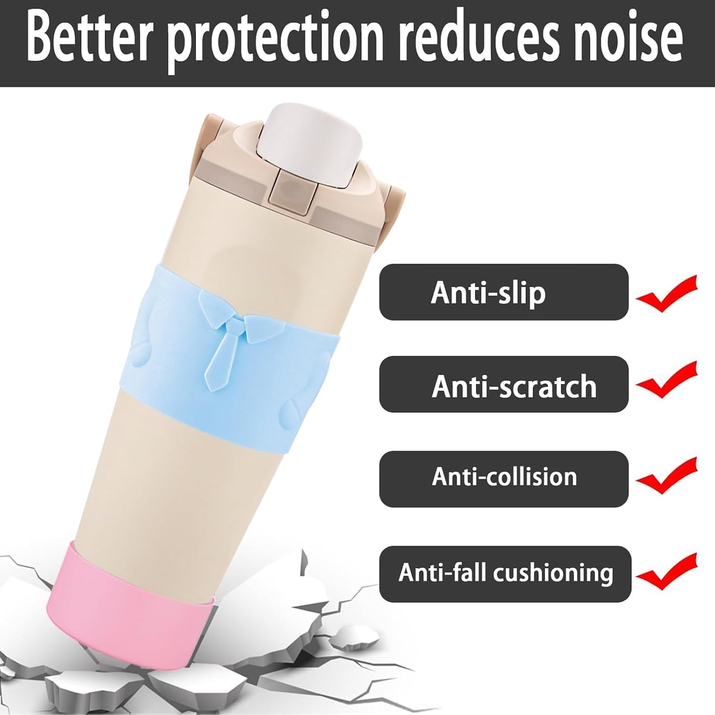 Silicone Water Bottle Boot for Owala FreeSip Sway 30 oz Bottle ，Upper and lower protection Anti-Slip Protective Sleeve w/silicone Coaster (Light Blue/Light Pink, 30 oz)
