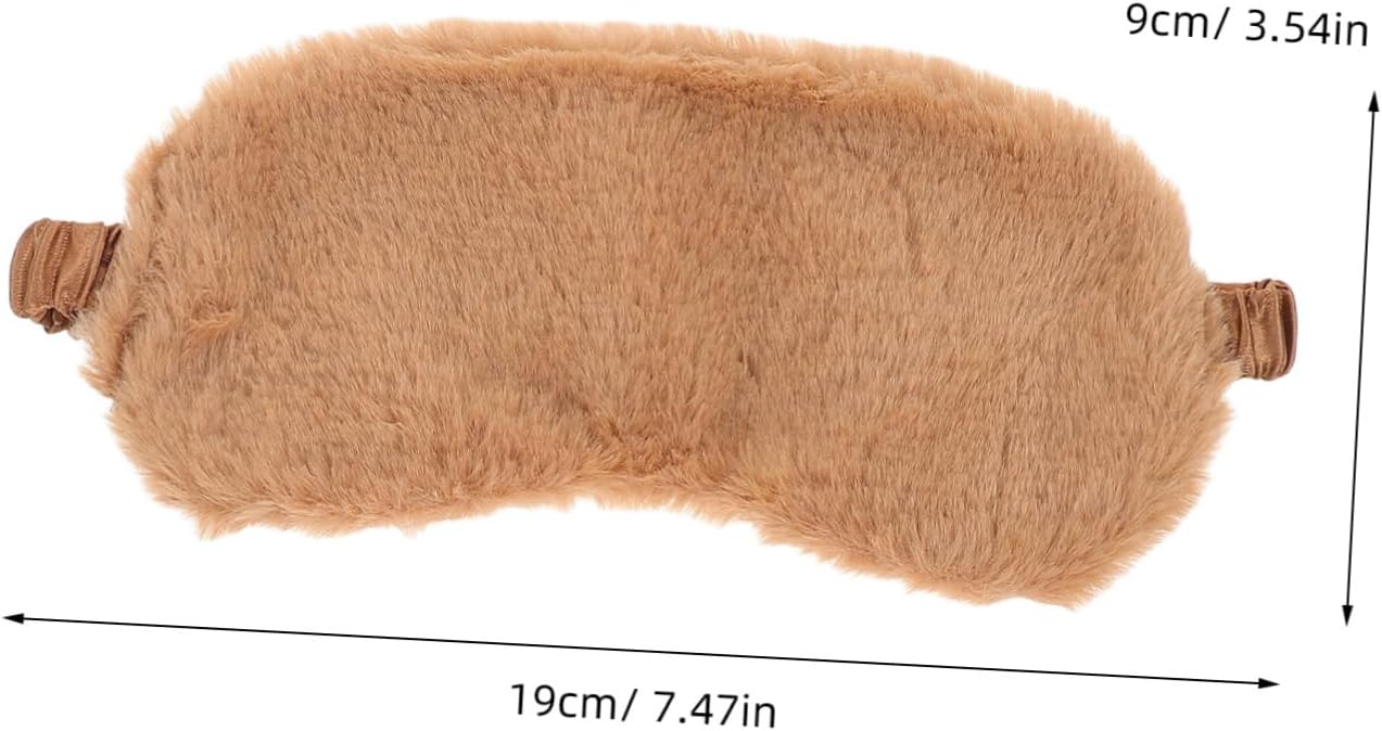 Cute Cartoon Plush Eye Mask for Sleeping 2pcs Faux Fur Sleep Mask Set in Pink and Brown Soft for Nap and Travel Light Blocking Eye Covers for Kids