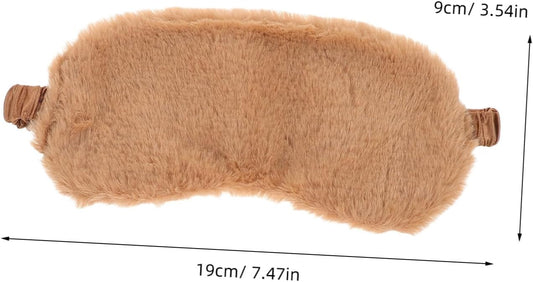 Cute Cartoon Plush Eye Mask for Sleeping 2pcs Faux Fur Sleep Mask Set in Pink and Brown Soft for Nap and Travel Light Blocking Eye Covers for Kids