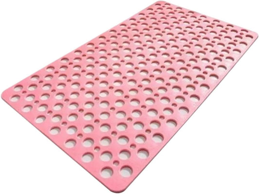 Bath Mat with Drain Holes Non Slip Easy Clean Bathtub with and Suction Cups Bathroom Accessories(Pink-70x38cm)