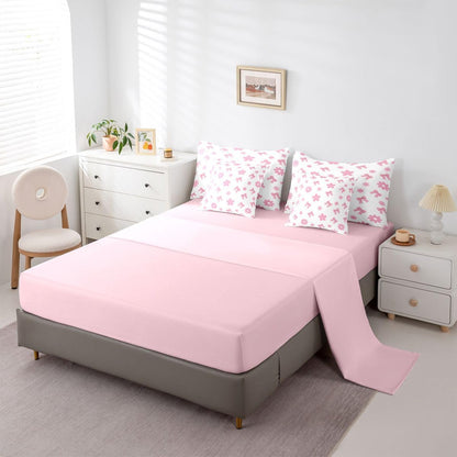 Feelyou Cute Bow Twin Comforter Set with Sheets for Kids Boys Girls Kawaii Flower Floral 7 Pieces Bedding Set Pink Bed in a Bag Room Decor Soft Lightweight Microfiber