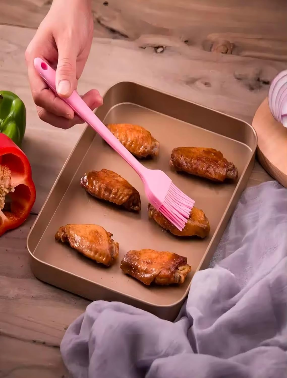 5 piece silicone cooking and baking set PINK, Heat resistant silicone utensils, Non Stick Silicone cooking Set,Brucsh, Whisk,Slotted Spatula, Big Spatula,Small Spatula