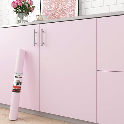 Decotalk Pink Wallpaper - Pink Peel and Stick Wallpaper for Bedroom Pinkish Wall Paper Vinyl Wrap 17.7x120 Inch Pinkish Contact Paper for Cabinets and Drawers Solid Color Vinyl Wrap Self Adhesive