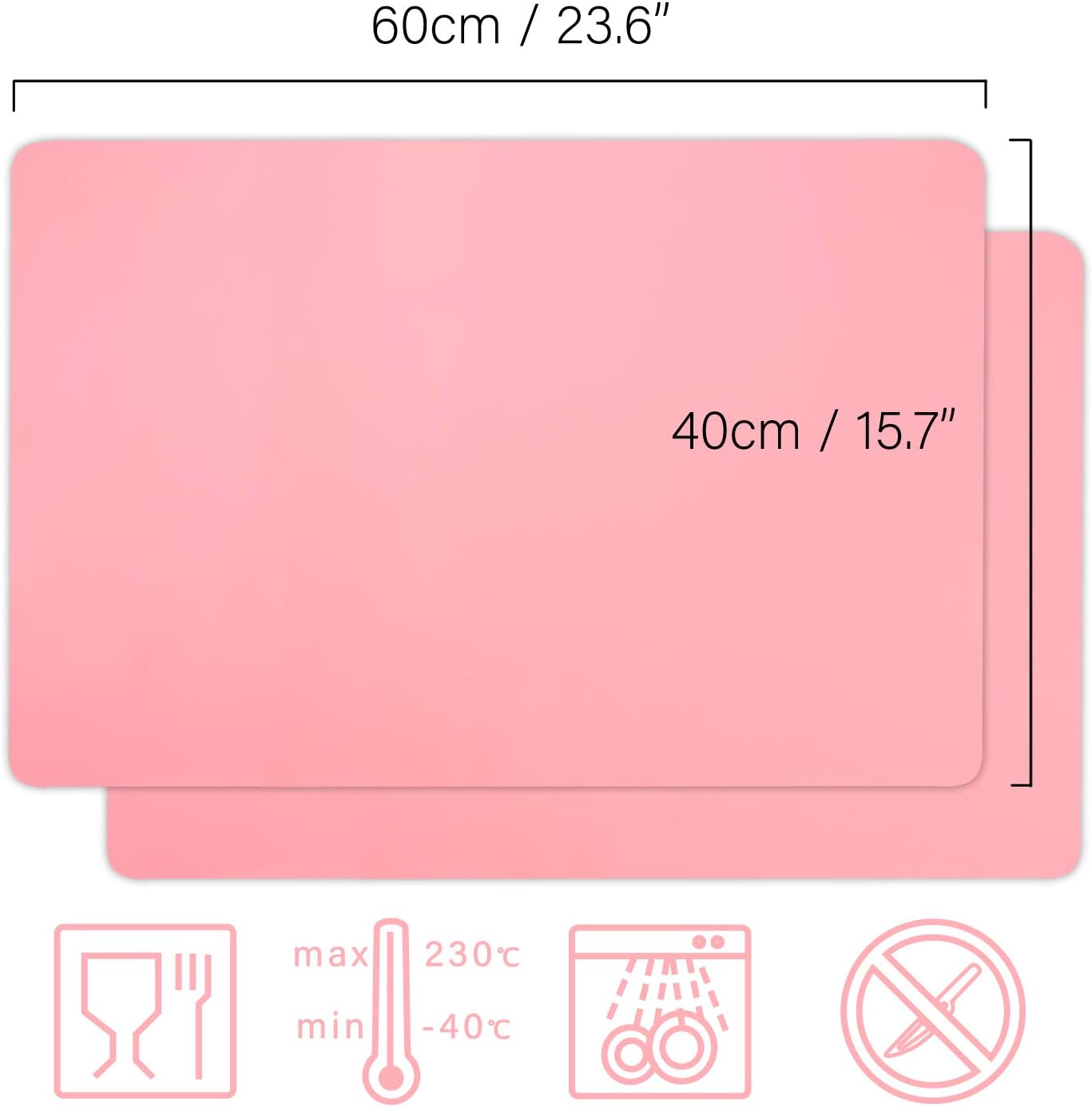 Gartful 23.6 x15.7 inch Resin Silicone Mats, X-Large Silicone Sheets for Jewelry Casting Molds, Nail Art, Acrylic Pouring, Nonstick Table Protector, Multipurpose Mat, Pink, Set of 2