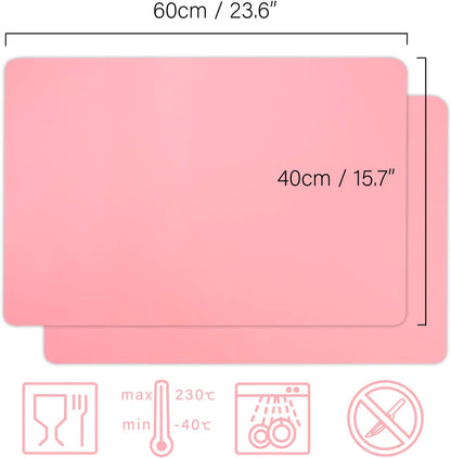 Gartful 23.6 x15.7 inch Resin Silicone Mats, X-Large Silicone Sheets for Jewelry Casting Molds, Nail Art, Acrylic Pouring, Nonstick Table Protector, Multipurpose Mat, Pink, Set of 2
