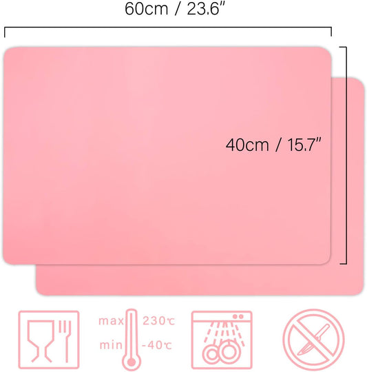Gartful 23.6 x15.7 inch Resin Silicone Mats, X-Large Silicone Sheets for Jewelry Casting Molds, Nail Art, Acrylic Pouring, Nonstick Table Protector, Multipurpose Mat, Pink, Set of 2