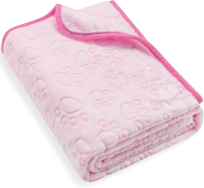 Pink Cat Blanket for Kitten Beds, Flannel Pink Stuff Cute Paw Print, 24 * 32 inches Dog Girls Blanket, Puppy Ragdoll Kitten Necessities