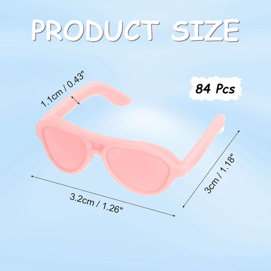 PATIKIL 84 Pcs Mini Figures Sunglasses, 1.3" Plastic Miniature Glasses Figures Costume Eyeglasses for Crafts Figures Making Supplies Accessories Cat Decoration, Pink