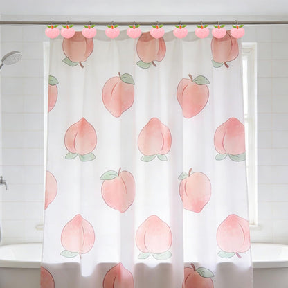 Whaline 12Pcs Peach Shower Curtain Hooks Decorative Shower Rod Rings Cute Fruit Resin Curtain Hanger Hooks for Summer Living Room Bedroom Bathroom Decor