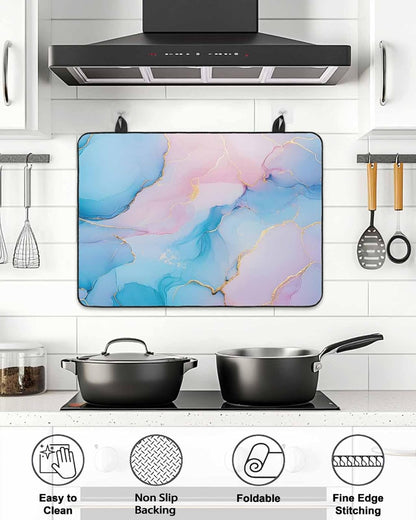 Light Pink Blue Marble Stove Top Cover for Electric Stove Modern Art Abstract Gold Texture Ombre Heat Insulation Stove Mat for Glass Top Flat Cooktop Countertop Protector Dish Drying Mat 28.5"x20.5"