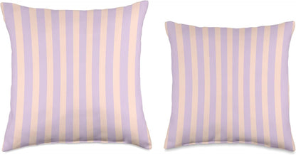 Pastel Lavender and Peach Vertical Stripes Minimal Aesthetic Throw Pillow