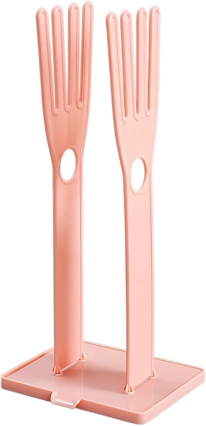 Kitchen Glove Holder Stand Dryer Rack Reusable Plastic Mitten Drying Organizer for Dishwashing Rubber Gloves Towel Storage Sink Holder Multi-Functional Cleaning Tool, Pink