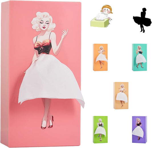 Girl's Long Skirt Tissue Box - Creative Cartoon Cover, Paper Dispenser for Home, Office, Car (Pink)
