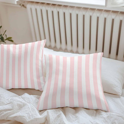 Outdoor Pillow Covers 18x18 Set of 2 Pink Stripes Outdoor Pillows Waterproof Throw Pillow Covers Pink White Vertical Striped Pillowcases Decorative Case for Patio Cushion