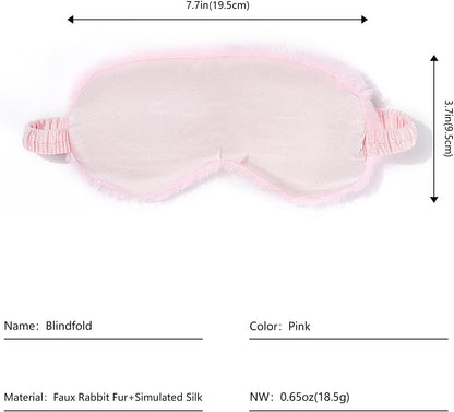 Plush Eye Mask Soft Sleeping Blindfold Furry Eye Cover Comfortable Satin Sleeping Mask Nap Night Eyeshade Cover for Women Men (Pink)