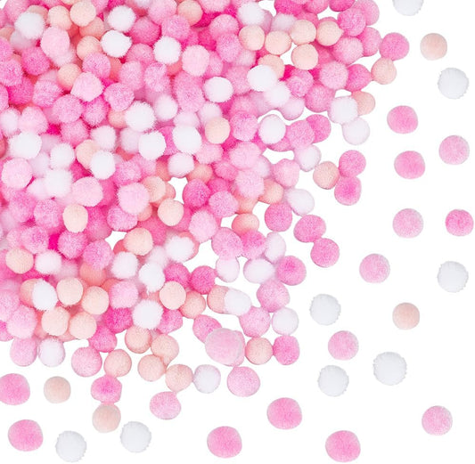 SUNNYCLUE 400Pcs Small Pink Pompoms Fuzzy Balls Bulk Valentine's Day 10mm Mini Pom Pom Ball Soft Round Fluffy Puff Cat Kitten Googly Pom Poms for DIY Art Crafts Garland Charms Party Decor Supplies
