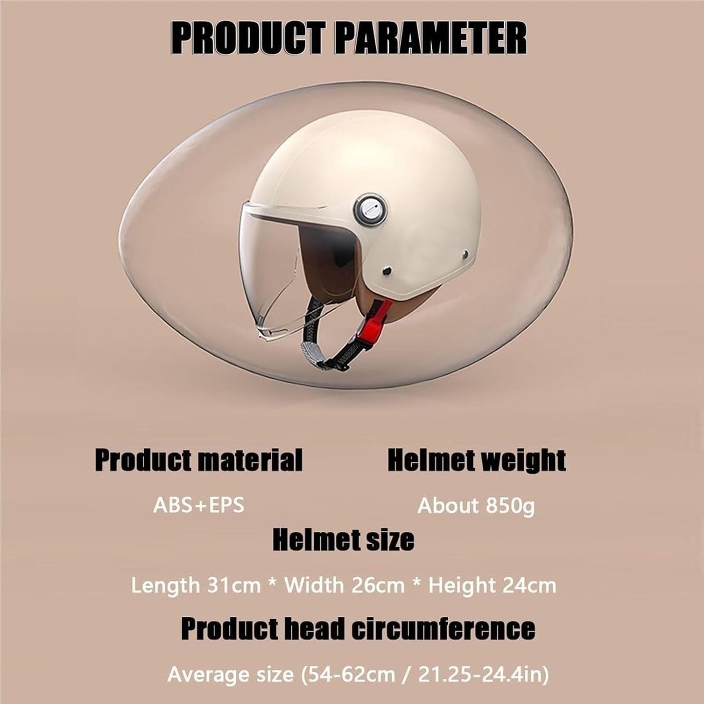 Retro 3/4 Motorcycle Half Helmets,DOT Approved Vintage Scooter Dirt-Bike Go-Kart Moped Electric Bicycle Light Quick Buckle Open Face ATV Helmet for Adult Men Women