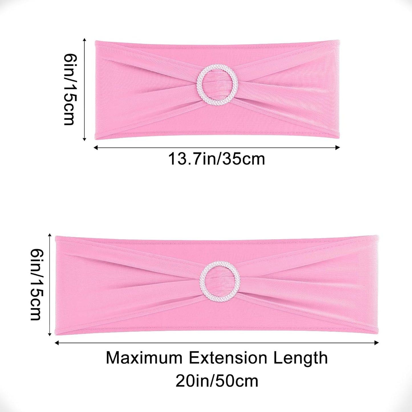 Pink Chair Sashes 25 Pack Spandex Stretch Chair Band Sashes with Buckles for Folding Chairs Wedding Party Reception Baby Shower Events Banquet Decorations