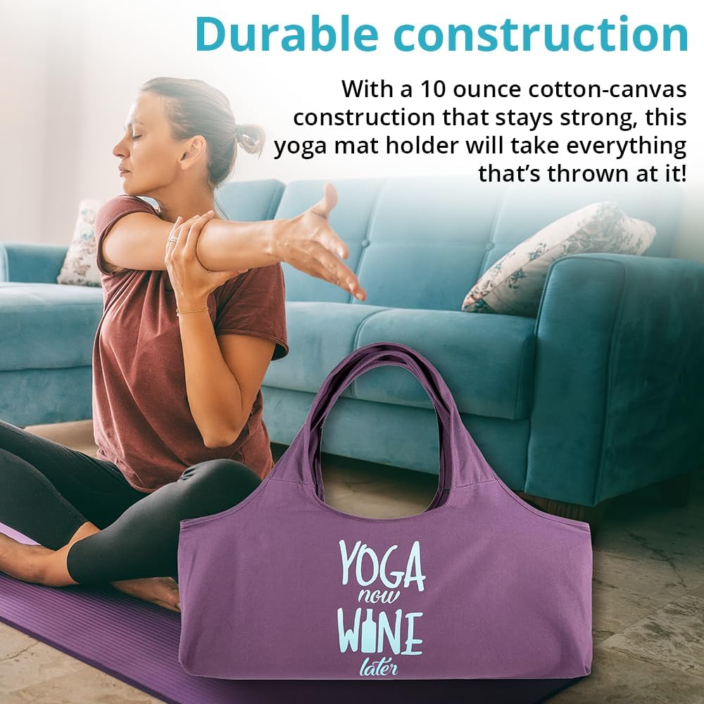 Wild Essentials Yoga Bag, Exercise, Tote, Large Carrier, Shoulder Strap, Inner Pocket, Fits Most Mats, Recycled Cotton Canvas
