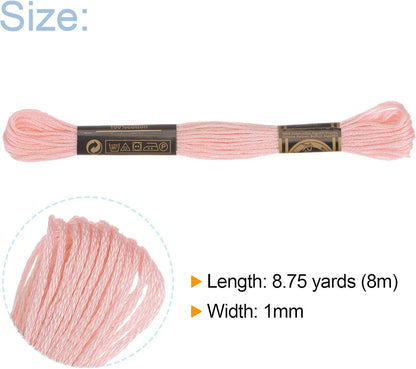 HARFINGTON 12 Skeins Embroidery Floss 8m Each Egyptian Long Fiber Cotton Cross Stitch Thread 26S/2x6 for Embroidery Projects Bracelet, Peach