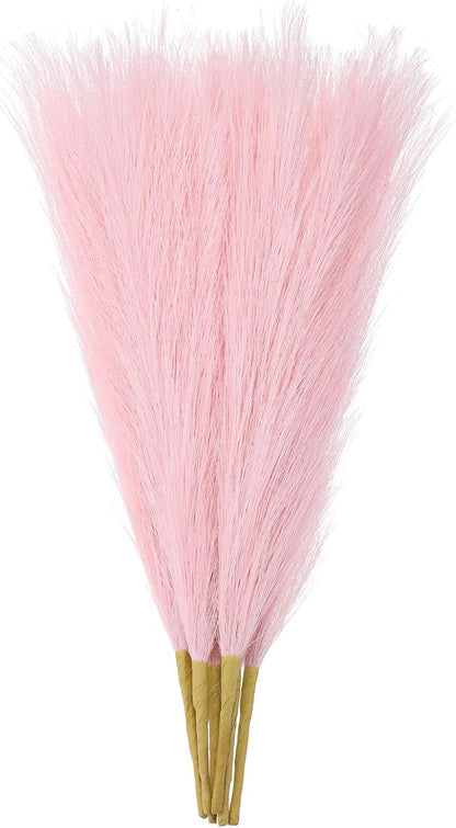 MECCANIXITY 6 Pcs Faux Pampas Grass, 18 Inch Fluffy Pampas Grass Decor Flower Arrangement for Home Wedding Decorations, Light Pink